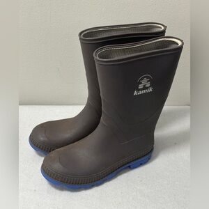 Women’s Kamik Rubber Rain Boots Sz 8 Grey / Blue Bottom